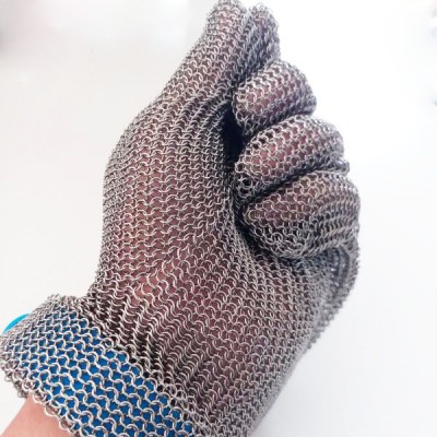 Butcher Hand Protective XXS-XXL Five Fingers 304L Silicone Rubber Strap Chainmail Safety Gloves