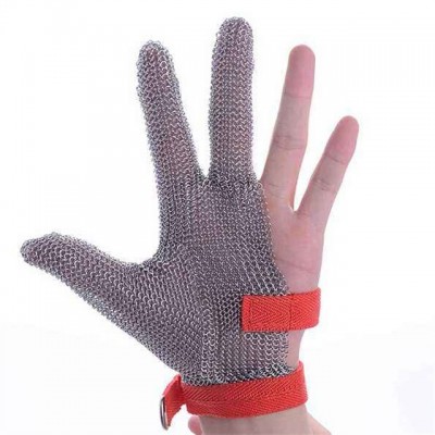 China supplier wholesale anti-cut three fingers stainless steel safety gloves in stock