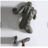 Patina Bronze metal man art wall sculpture