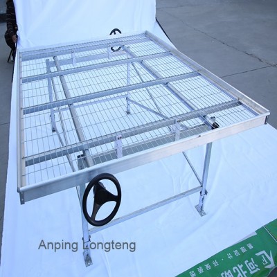 Greenhouse seedbed rolling growing bench with welded wire mesh trays for sale